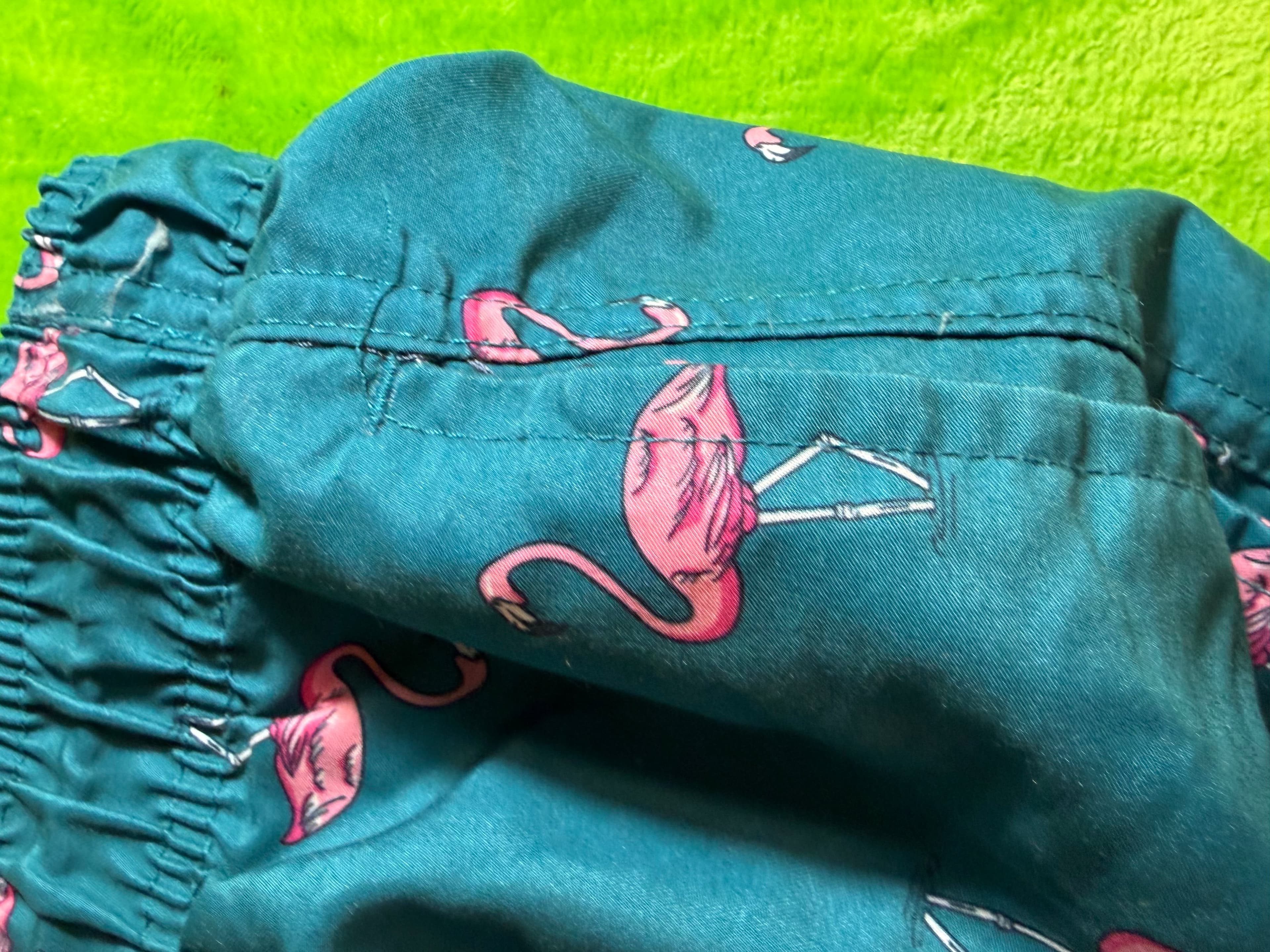 Beverly Hills Polo Club men's blue swim trunks with a pink flamingo pattern L - Thumbnail 4