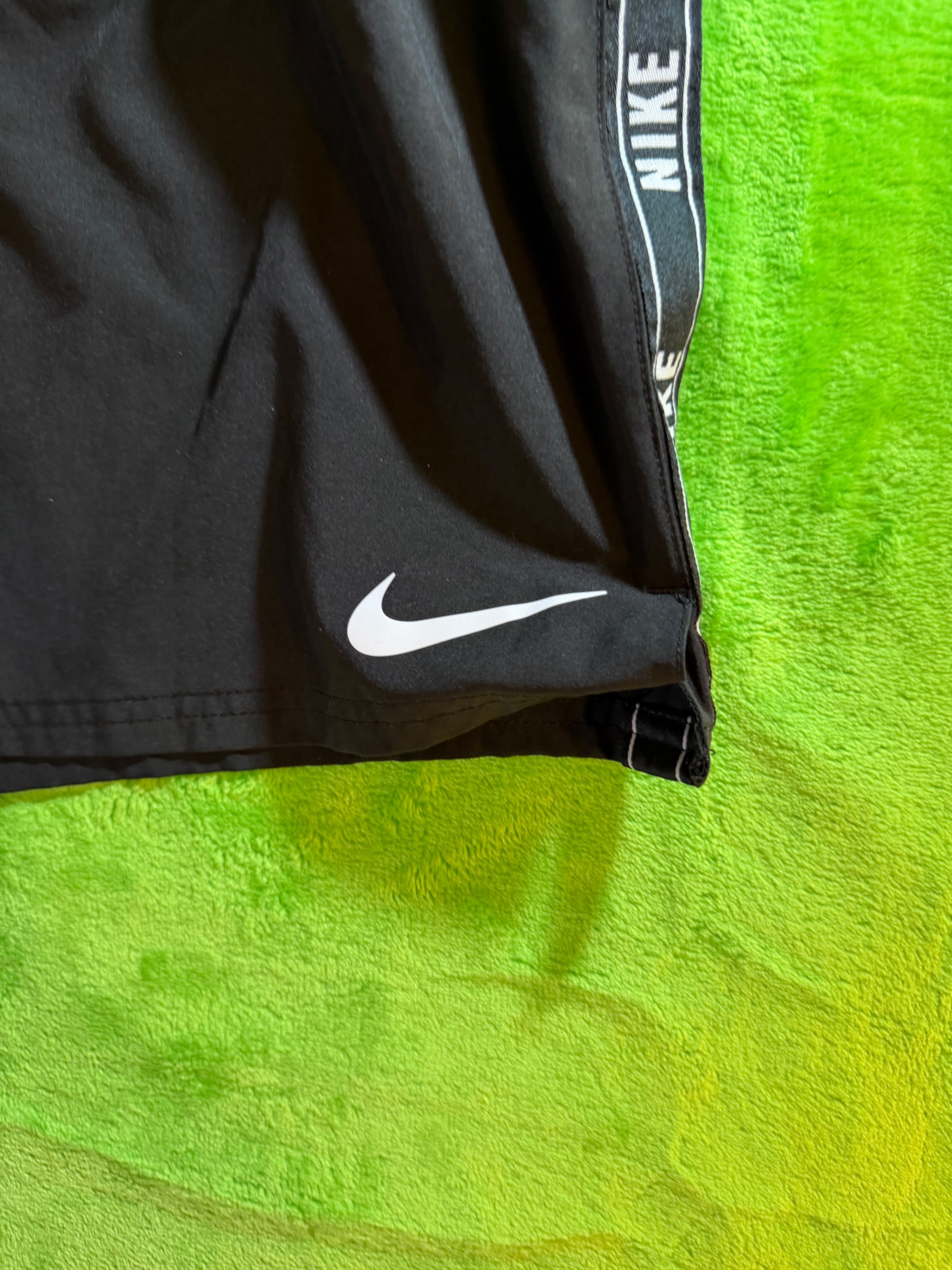 Nike black volleyball-style swim shorts featuring white logo-branded tape - Thumbnail 4