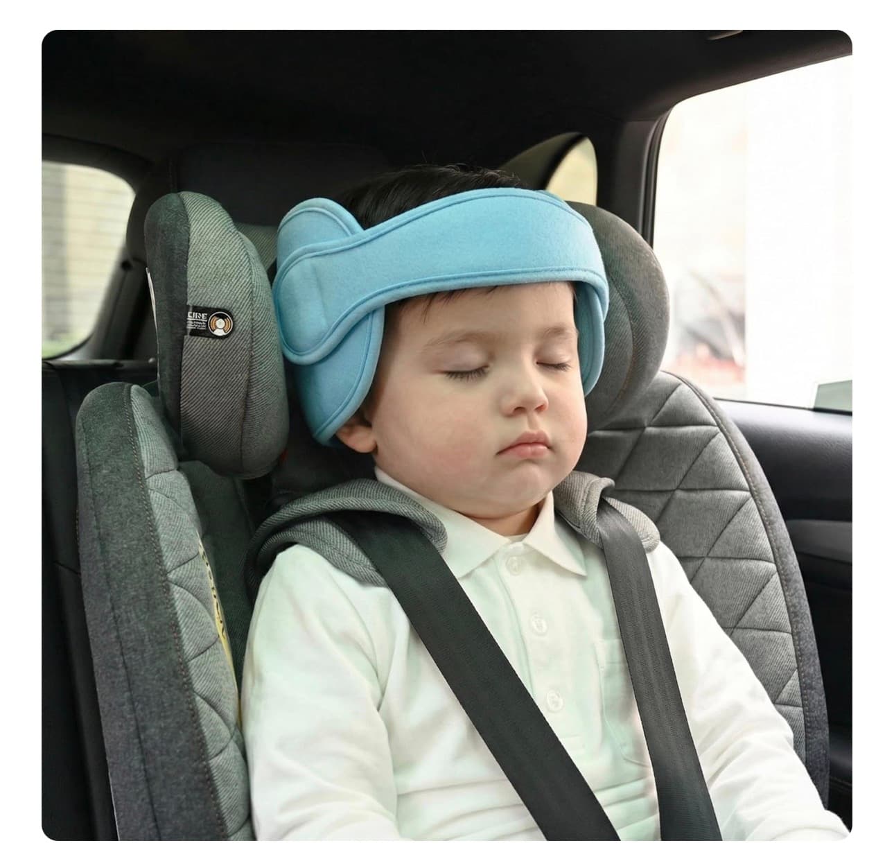 LETTON Adjustable Child Car Seat Head Support Band, Soft Kids Head Holder Head Strap, Safety Head & Neck Pillow Support - A Comfortable Sleep Solution, Lake Blue - Thumbnail 3
