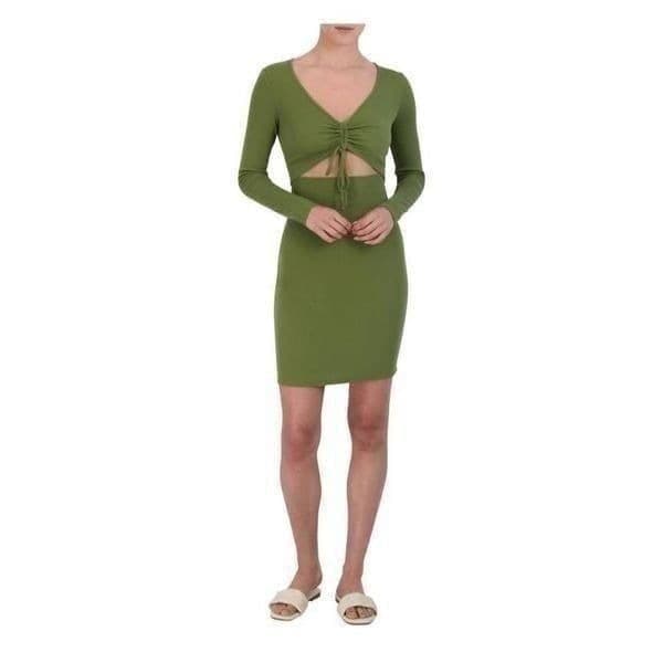BCBG Paris Women's Knit Rib Dress Loden Green