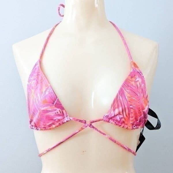 Boohoo Tropicana Tie Triangle Recycled Bikini Top NWT - Thumbnail 2