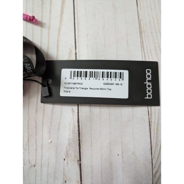 Boohoo Tropicana Tie Triangle Recycled Bikini Top NWT - Thumbnail 4