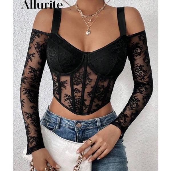 Shein Allurite Cold Shoulder Bustier Crop Top