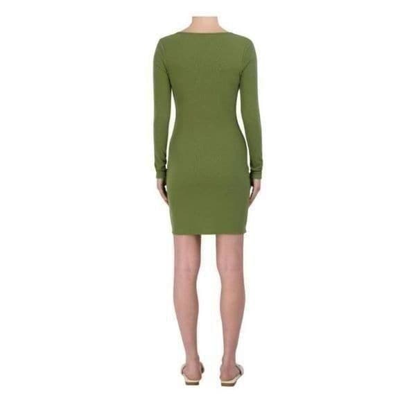 BCBG Paris Women's Knit Rib Dress Loden Green - Thumbnail 2