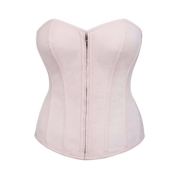 Corset Story Dahlia Prairie Pink Cotton Overbust Corset Zip Front - Thumbnail 2