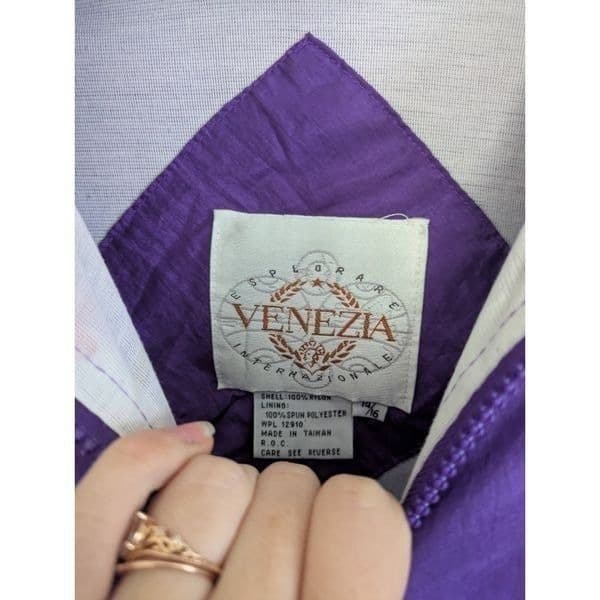 Vintage 80s Venezia Windbreaker Ski Jacket Purple 14/16 - Thumbnail 3