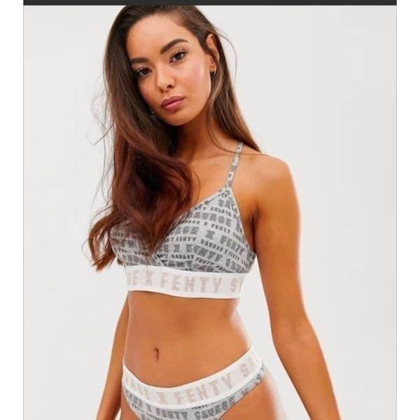 Savage X Fenty All Over Logo Triangle Bralette - Thumbnail 3