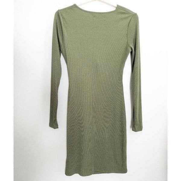 BCBG Paris Women's Knit Rib Dress Loden Green - Thumbnail 4