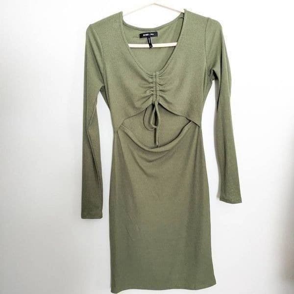 BCBG Paris Women's Knit Rib Dress Loden Green - Thumbnail 3
