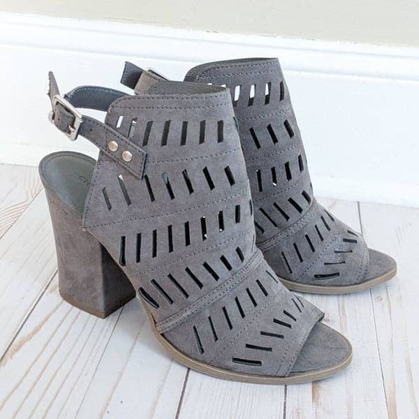 Christian Siriano Gray Suede Women's Winter Block Heels - Thumbnail 2