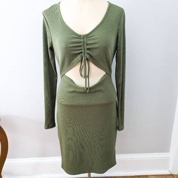 BCBG Paris Women's Knit Rib Dress Loden Green - Thumbnail 5