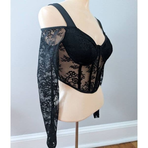 Shein Allurite Cold Shoulder Bustier Crop Top - Thumbnail 4