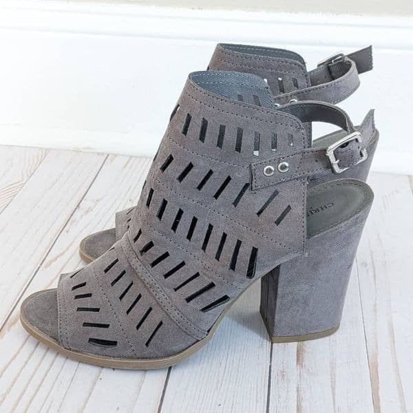 Christian Siriano Gray Suede Women's Winter Block Heels - Thumbnail 3