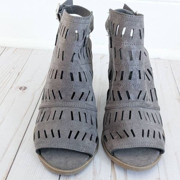 Christian Siriano Gray Suede Women's Winter Block Heels - Thumbnail 4