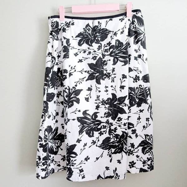 Vintage 90s Mix Nouveau Floral A-Line Skirt - Thumbnail 2