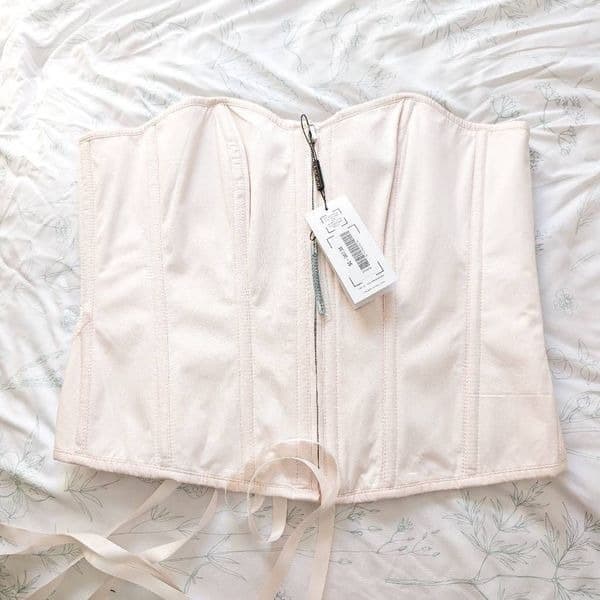 Corset Story Dahlia Prairie Pink Cotton Overbust Corset Zip Front - Thumbnail 5
