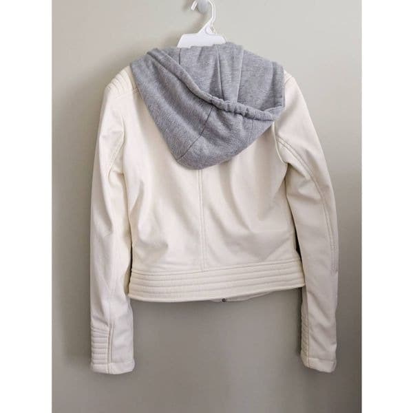Guess Off White Moto Jacket with Hoodie - Thumbnail 3