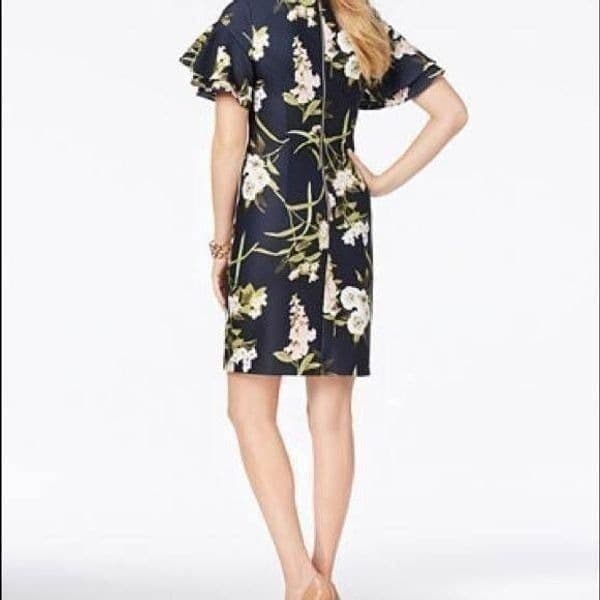 Tommy Hilfiger Floral Ruffled Sleeve Bodycon Dress - Thumbnail 2