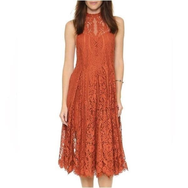 Free People Angel Rays Copper Lace Dress