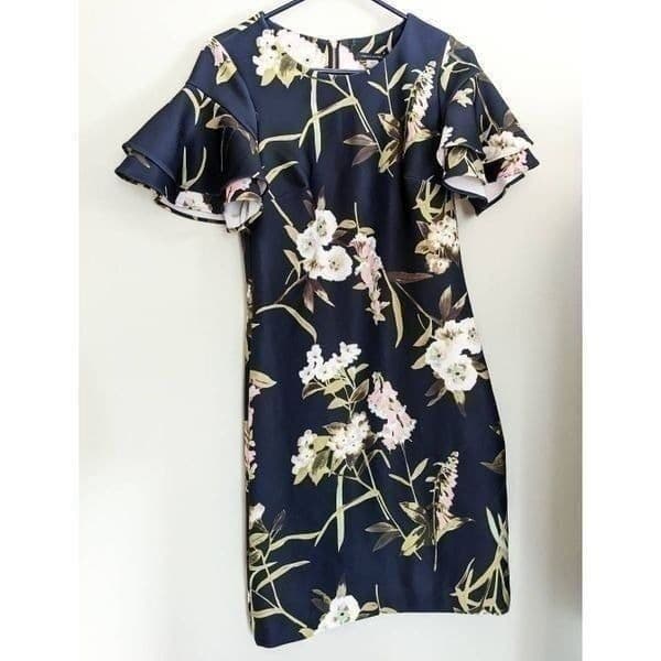Tommy Hilfiger Floral Ruffled Sleeve Bodycon Dress - Thumbnail 3