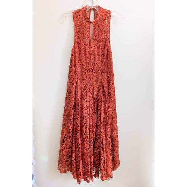 Free People Angel Rays Copper Lace Dress - Thumbnail 6