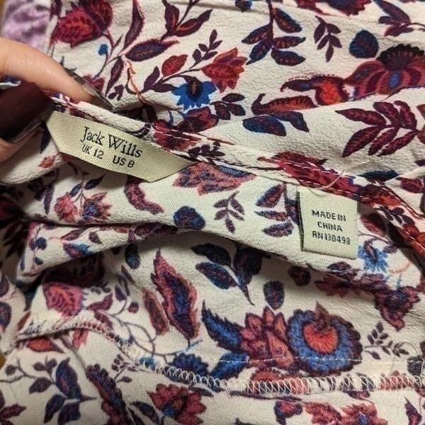 Jack Wills Floral Short Sleeve Romper with Pockets - Thumbnail 5