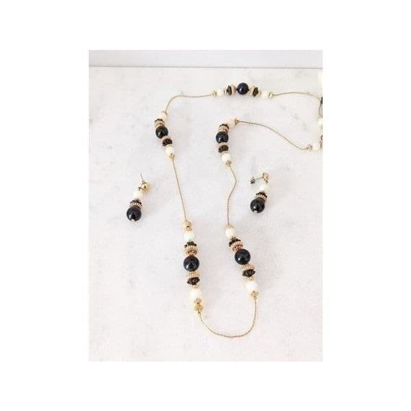 Long Beaded Necklace and Matching Earrings - Thumbnail 3