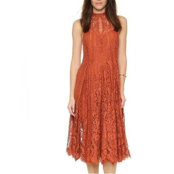 Free People Angel Rays Copper Lace Dress - Thumbnail 2