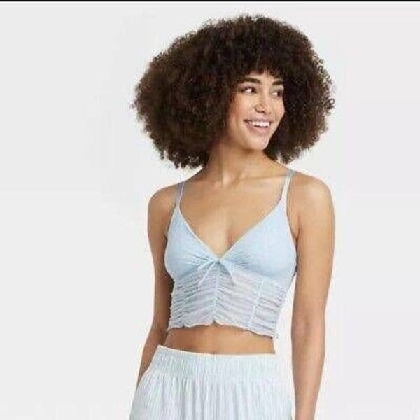 Colsie Mesh Brami Sparkle Blue Top - Thumbnail 4