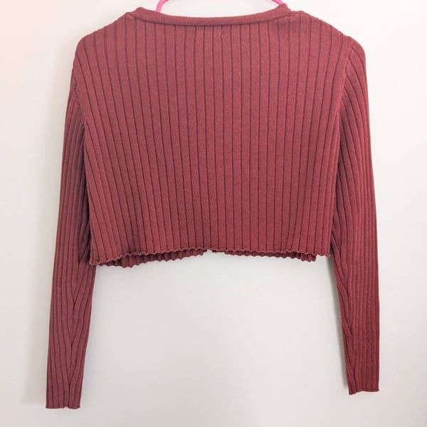 LA Hearts Cropped Ribbed Cardigan Sweater - Thumbnail 3