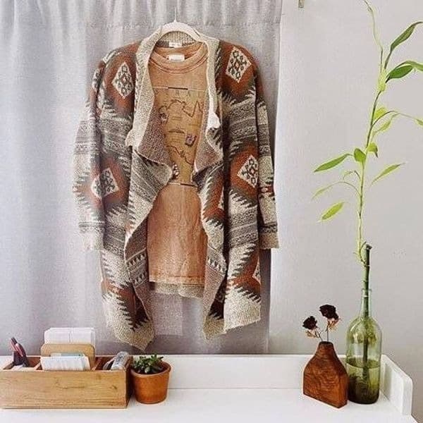 Debut Oversized Southwestern Cardigan Sweater - Thumbnail 3