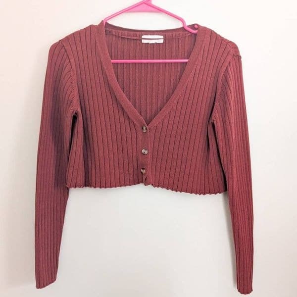 LA Hearts Cropped Ribbed Cardigan Sweater - Thumbnail 2
