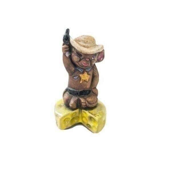 Vintage Cowboy Mouse on Wheel of Cheese