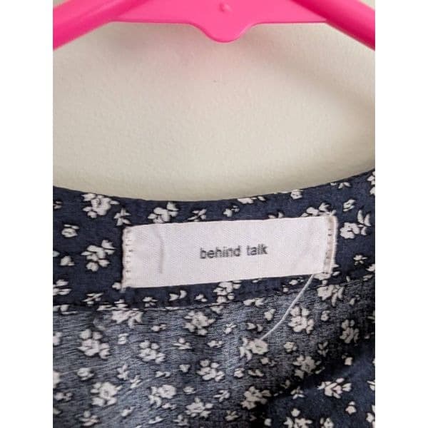 Behind Talk Navy Floral Prairie Midi Dress - Thumbnail 4
