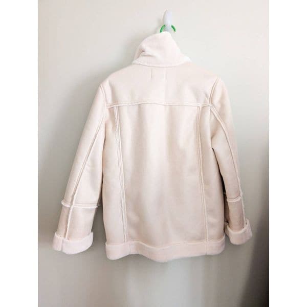Vigoss Shearling Faux Leather Jacket Off White - Thumbnail 2