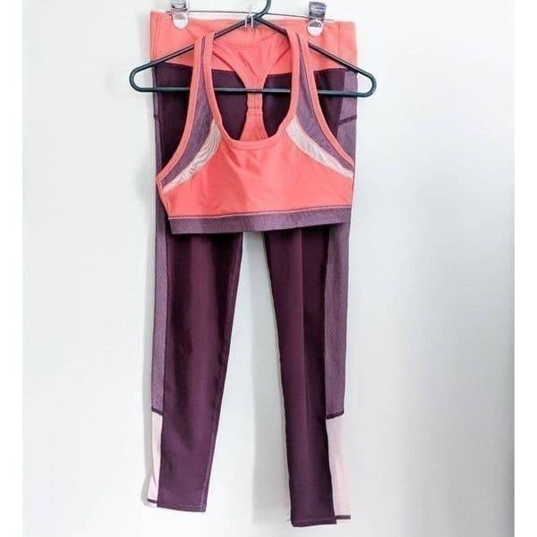 Aerie Orange and Purple Sports Bra and Legging Set