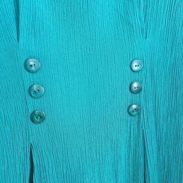 Vintage Betsy Lauren Teal Square Neck Midi Dress - Thumbnail 4