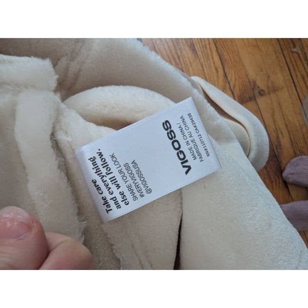Vigoss Shearling Faux Leather Jacket Off White - Thumbnail 4