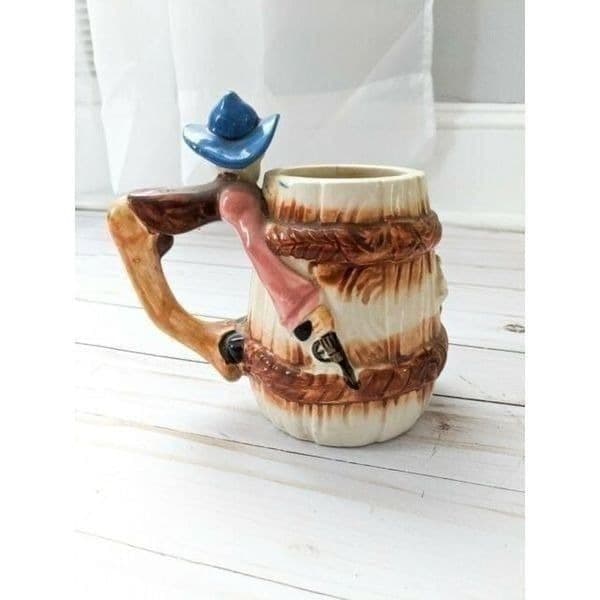 Vtg Cowboy Beer Barrel Mug Made in Japan - Thumbnail 2