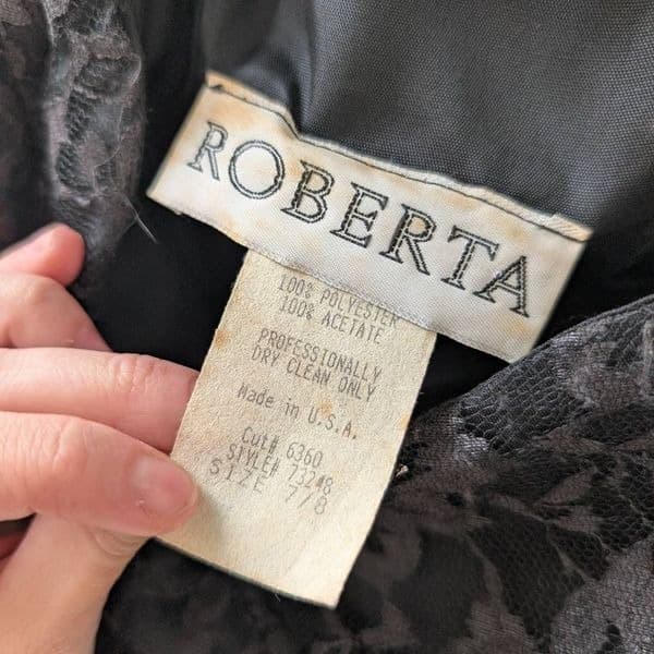Vintage 90s Roberta Bridal Black Lace A-Line Dress 7/8 - Thumbnail 4