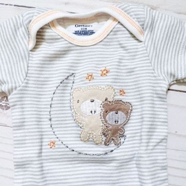 Gerber Baby Striped Bears Onesie 0-3 Mos