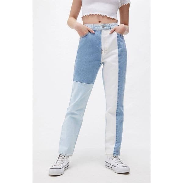 Pacsun Eco Hopper Patch Color Block Mom Jeans 26 - Thumbnail 2