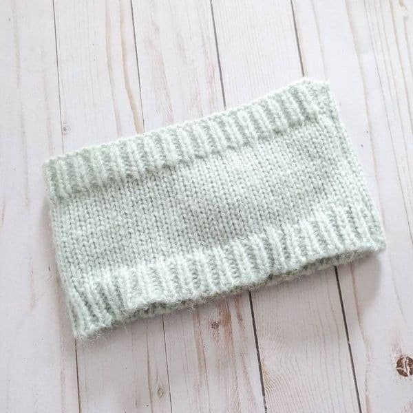 Light Gray Knit Headband with Bow - Thumbnail 2