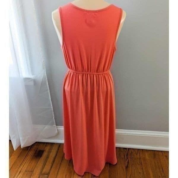 Mix and Co Coral Sleeveless High Low Pocket Dress - Thumbnail 3