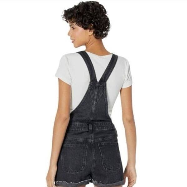 Madewell High Rise Washed Black Denim Adirondack Shortalls - Thumbnail 2