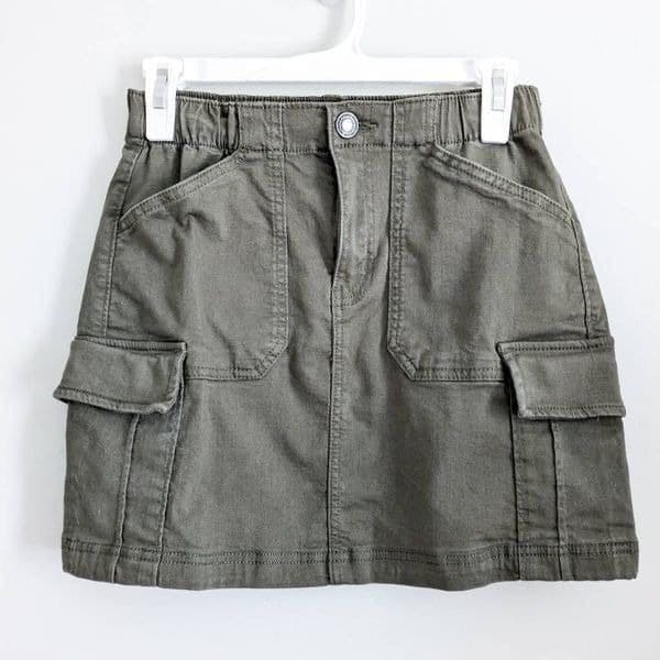 SO Juniors Cargo Utility Skirt Green - Thumbnail 4