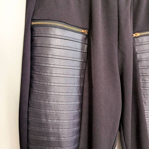 PU Leather Leggings with Zipper Detail - Thumbnail 4