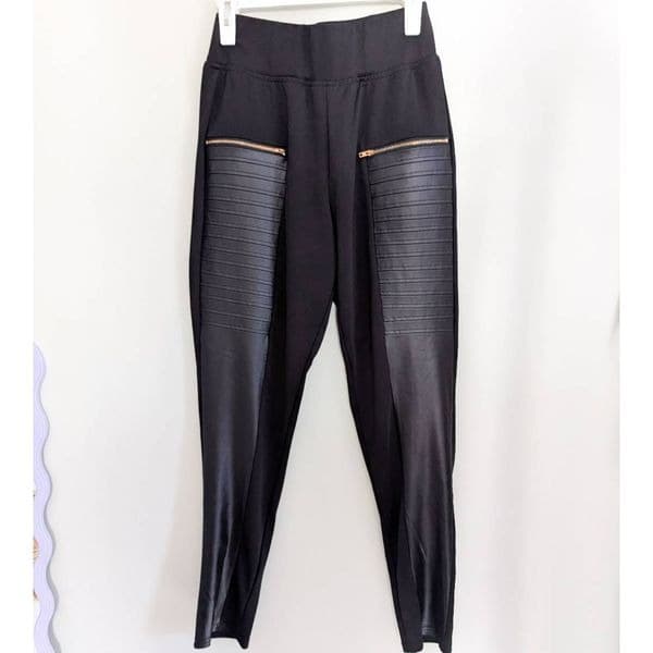 PU Leather Leggings with Zipper Detail - Thumbnail 3