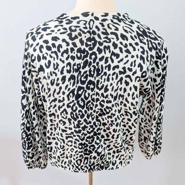 Josephine Chaus Petites Leopard Print Silk Cardigan Sweater - Thumbnail 2