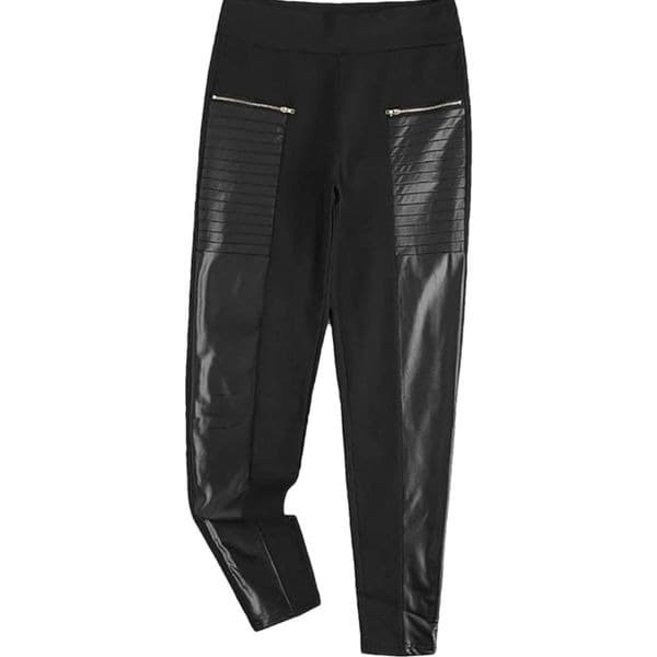 PU Leather Leggings with Zipper Detail - Thumbnail 2